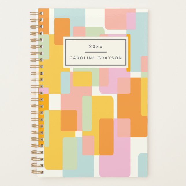 Modern Pastel Geometric Shapes Personalised Planner (Front)