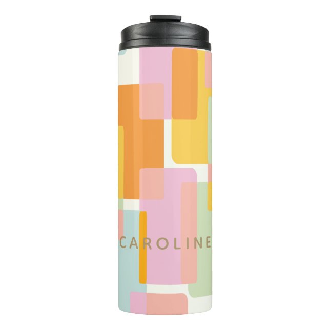 Modern Pastel Geometric Shapes Personalised Thermal Tumbler (Front)