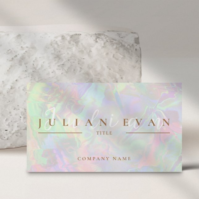 Modern Pastel Glitter Holographic Aura Beauty Business Card (Creator Uploaded)
