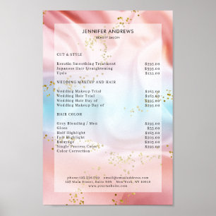 Modern, Pastel Glitter Salon Price List Poster