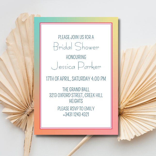 Modern Pastel Gradient Classic Bridal Shower Invitation (Creator Uploaded)