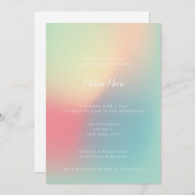 Modern Pastel Gradient Gender Neutral Baby Shower Invitation (Front/Back)