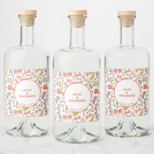 Modern Pastel Graphic Butterfly Pattern Liquor Bottle Label