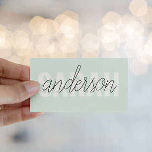 Modern Pastel Green Beauty Personalised You Name Business Card