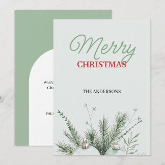 Modern Pastel Green Christmas Pattern Holiday Card