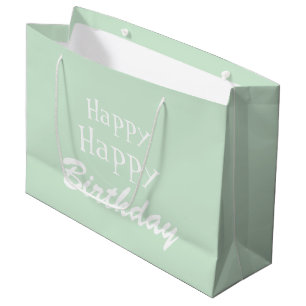 Modern Pastel Green Happy Birthday Large Gift Bag