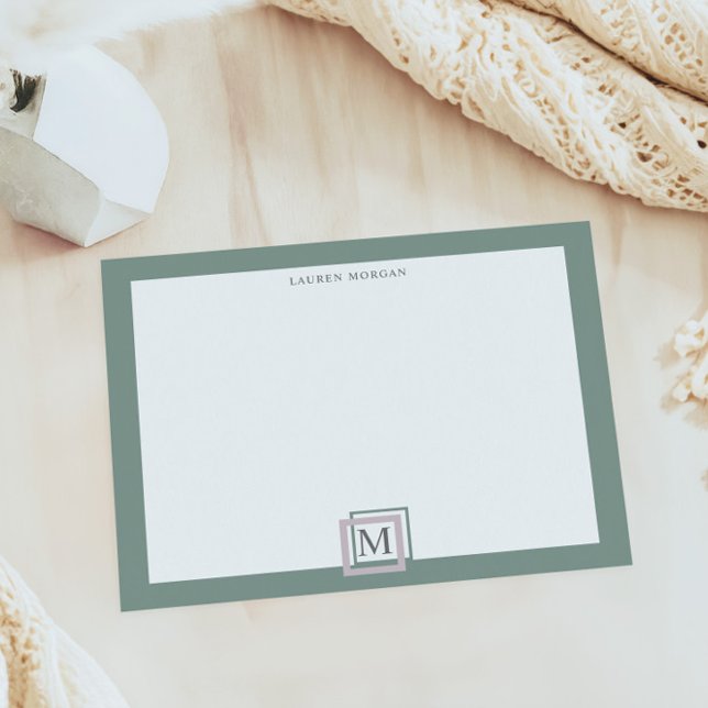 Modern Pastel Green Monogram Personalised Notepad (Creator Uploaded)