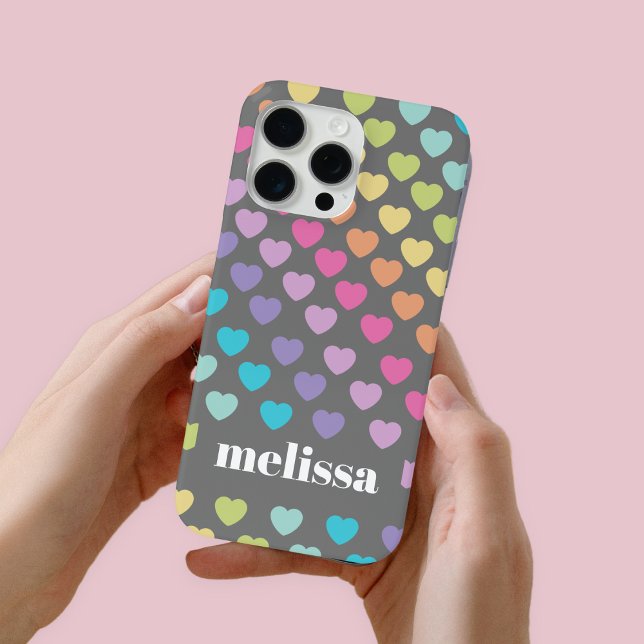 Modern Pastel Grey Heart Shape Pattern Case-Mate iPhone Case (Creator Uploaded)