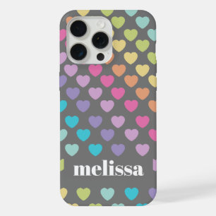 Modern Pastel Grey Heart Shape Pattern iPhone 15 Pro Max Case