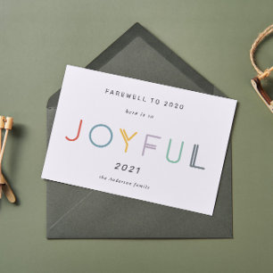 Modern Pastel Joyful Script Holiday New Year Card