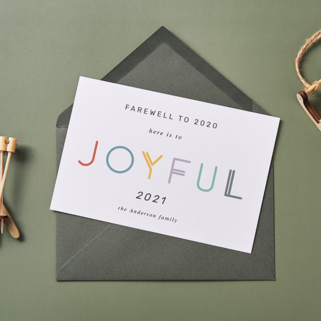 Modern Pastel Joyful Script Holiday New Year Card (Creator Uploaded)