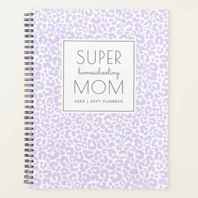 Modern Pastel Leopard Print Pattern Purple Planner (Front)