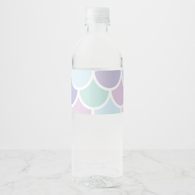 Modern Pastel Lovely Mermaid Pattern With Name Water Bottle Label (Front)