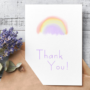 Modern pastel mauve watercolor rainbow business thank you card