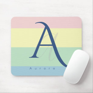 Modern Pastel Minimalist Custom Name Mouse Pad