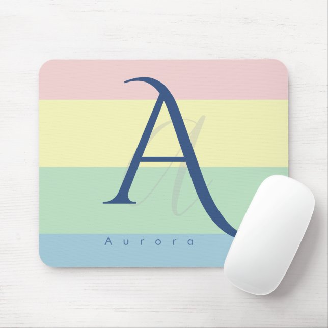Modern Pastel Minimalist Custom Name Mouse Pad (With Mouse)