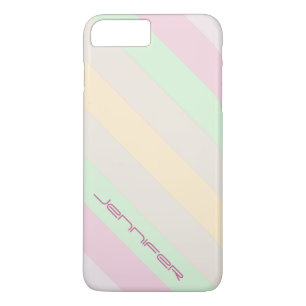 Modern Pastel Minimalist Stripe Personalised Name iPhone 8 Plus/7 Plus Case