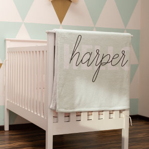 Modern Pastel Mint Hello And You Name Baby Blanket