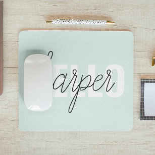 Modern Pastel Mint Hello And You Name Mouse Pad