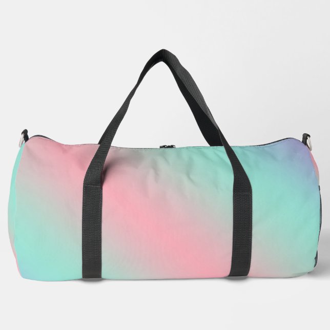 Modern pastel mint pink purple gradient duffle bag (Front)