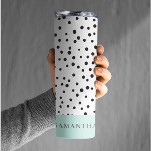 Modern Pastel Mint Simple With Personalised Name Thermal Tumbler