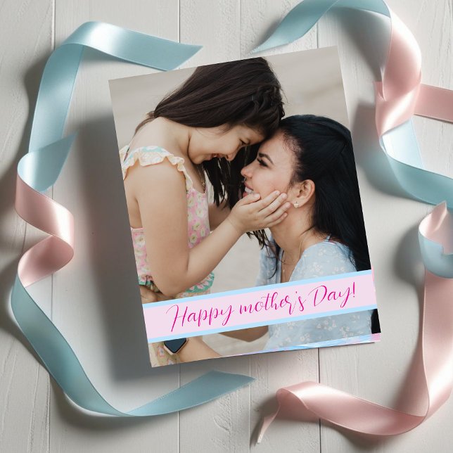 Modern Pastel Mother’s Day with Photo Pastel Brush Holiday Card (Modern Pastel Mother’s Day with Photo Pastel Brush Holiday Card)