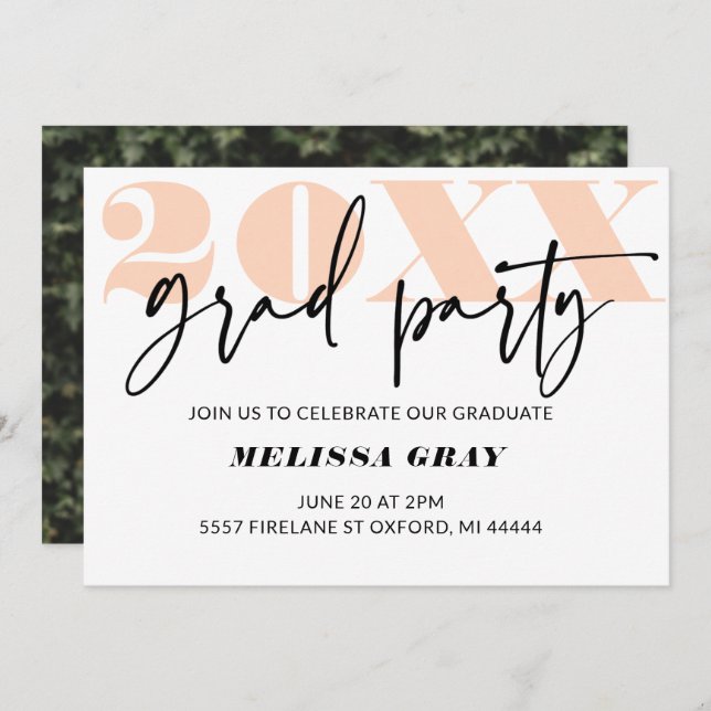 Modern Pastel Ombre Grad Party invitation (Front/Back)