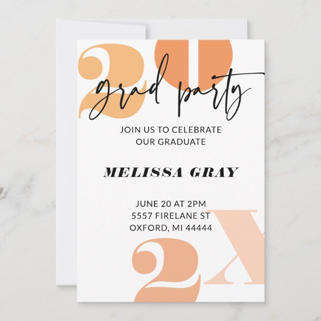Modern Pastel Ombre Grad Party invitation (Front)