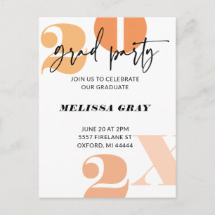 Modern Pastel Ombre Grad Party invitation Postcard