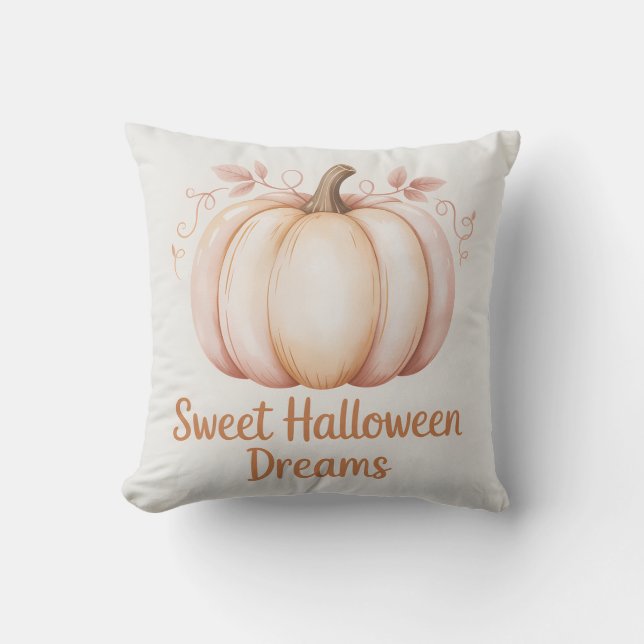 Modern Pastel Orange Halloween Pumpkin Cushion (Front)