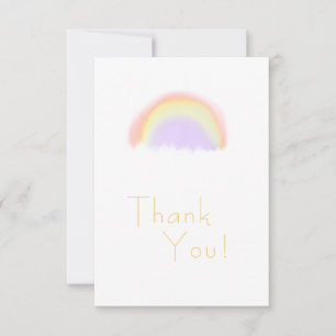 Modern pastel orange watercolor rainbow business thank you card