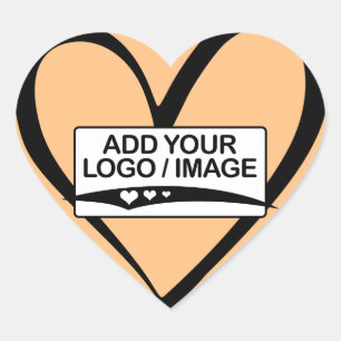 Modern Pastel Peach Calligraphy Heart Box Seal