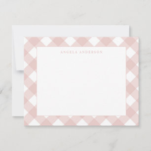 Modern Pastel Peach Coral Pink Gingham Plaid Check Card
