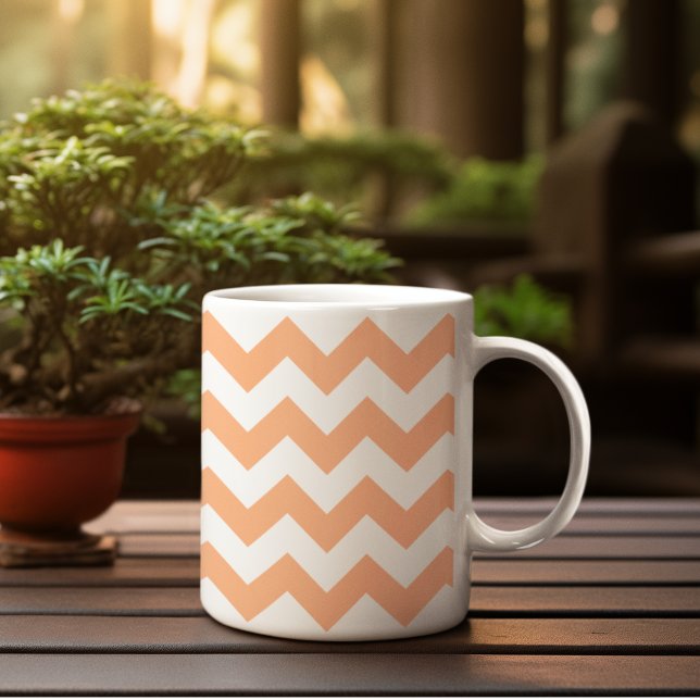 Modern Pastel Peach Orange Chevron Coffee Mug (Creator Uploaded)