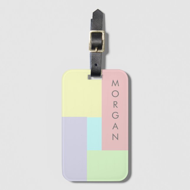 Modern Pastel | Personalised Luggage Tag (Front Vertical)