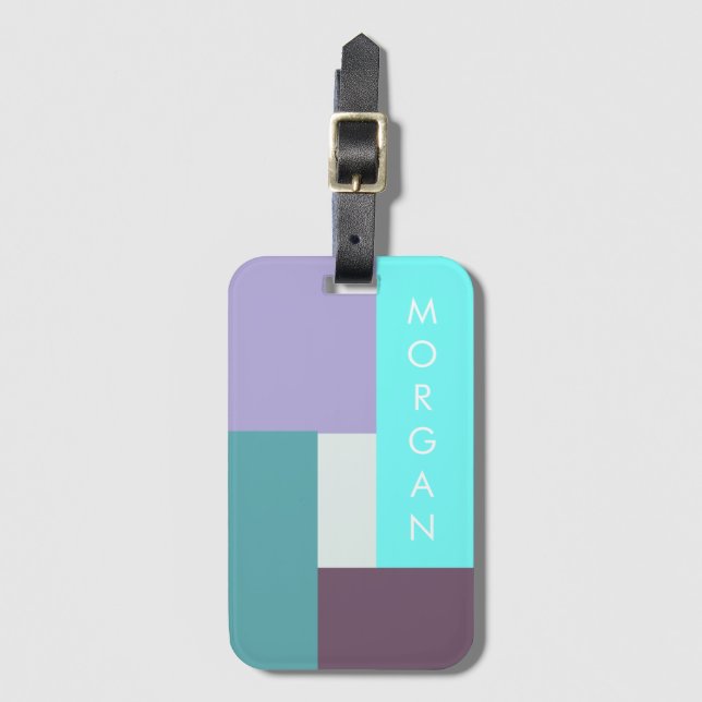 Modern Pastel | Personalised Luggage Tag (Front Vertical)