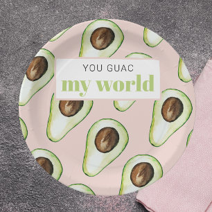 Modern Pastel Pink And Green Avocado Fun Quote Paper Plate