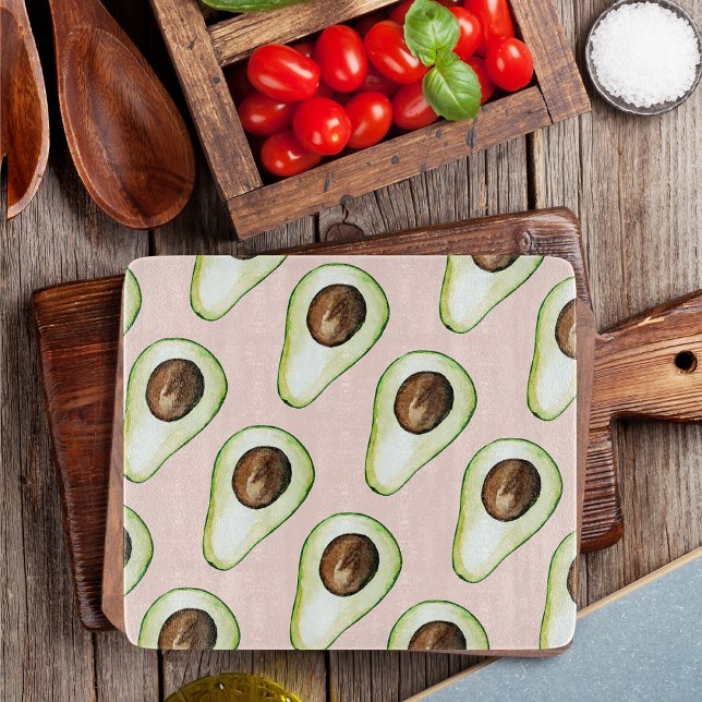 Modern Pastel Pink And Green Avocado Pattern Cutting Board (Creator Uploaded)