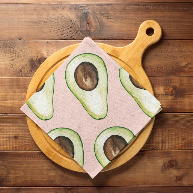 Modern Pastel Pink And Green Avocado Pattern Tea Towel (Creator Uploaded)