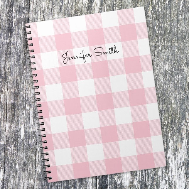 Modern Pastel Pink and White Gingham Check Notebook (Creator Uploaded)