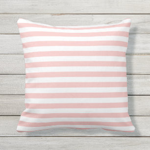 Modern Pastel Pink And White Striped     Cushion