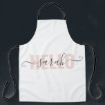 Modern Pastel Pink Beauty Hello And Your Name Apron<br><div class="desc">Modern Pastel Pink Beauty Hello And Your Name</div>