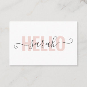 Modern Pastel Pink Beauty Hello And Your Name Business Card