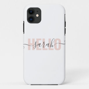 Modern Pastel Pink Beauty Hello And Your Name Case-Mate iPhone Case