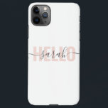 Modern Pastel Pink Beauty Hello And Your Name iPhone 11Pro Max Case<br><div class="desc">Modern Pastel Pink Beauty Hello And Your Name</div>