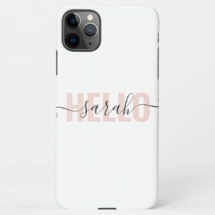 Modern Pastel Pink Beauty Hello And Your Name iPhone 11Pro Max Case