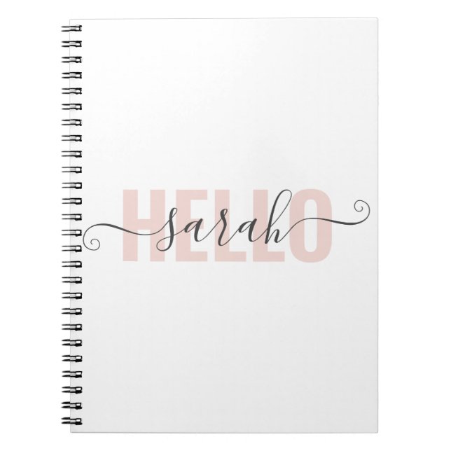 Modern Pastel Pink Beauty Hello And Your Name Notebook (Front)