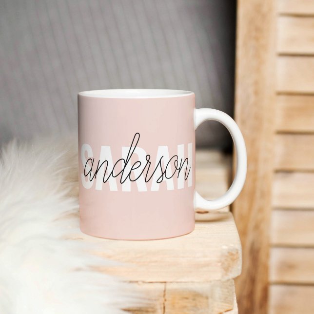 Modern Pastel Pink Beauty Personalised You Name Coffee Mug (Creator Uploaded)
