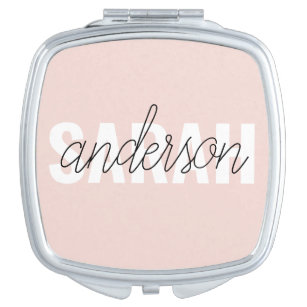 Modern Pastel Pink Beauty Personalised You Name Compact Mirror
