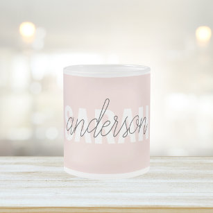 Modern Pastel Pink Beauty Personalised You Name Frosted Glass Coffee Mug